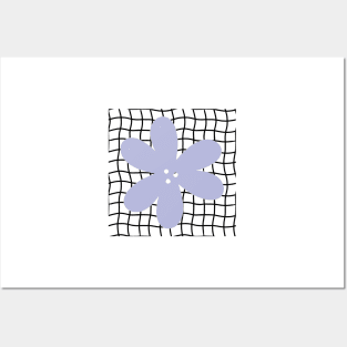 Abstract Flower on Grid - Pastel lilac purple Posters and Art